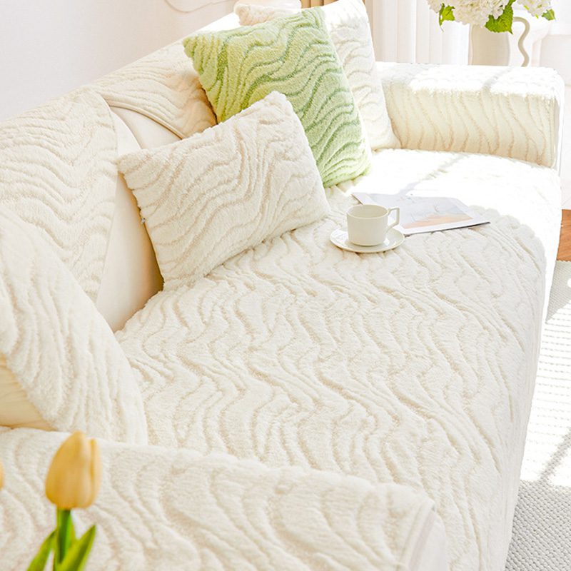 Creamy Plush Water Wave Non slip Sofa Cover2