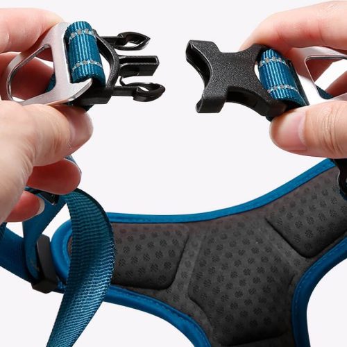 AdjustableAnti PullBreathableDogHarnesswithHands FreeLeash 12