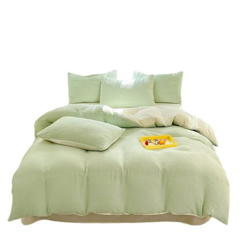 All SeasonsSeersuckerSolidColorComfortBedSheetSet 1