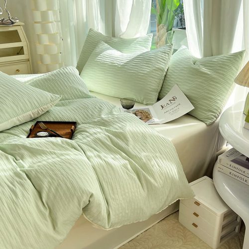 All SeasonsSeersuckerSolidColorComfortBedSheetSet 11