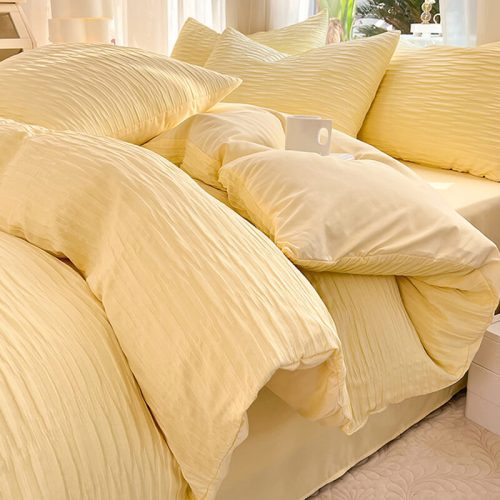 All SeasonsSeersuckerSolidColorComfortBedSheetSet 6