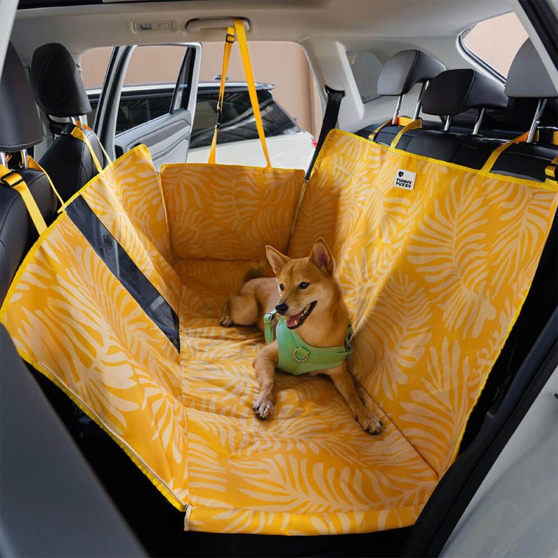 ArecaPalmPrintWaterproofDogCarBackSeatCover TropicalCharm 7