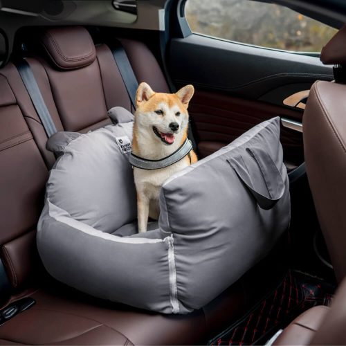 BearEarsPetCarSafetyBedDogCarSeatBed Grey L