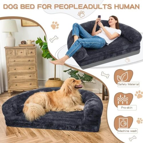 ChicPlushLargeDogBedFoldableHumanDogBed 3