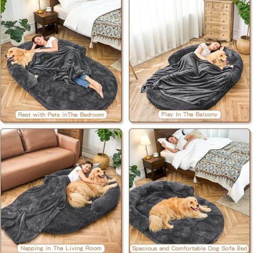 ChicPlushLargeDogBedFoldableHumanDogBed 7