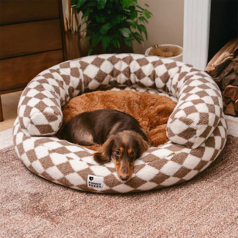 ClassicArgyleWashableBolsterDonutDogBed CozyHaven 2