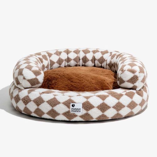 ClassicArgyleWashableBolsterDonutDogBed CozyHaven 3