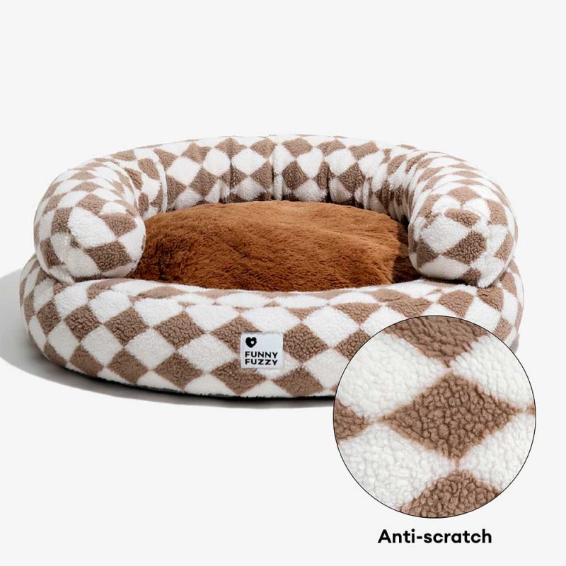 ClassicArgyleWashableBolsterDonutDogBed CozyHaven 6