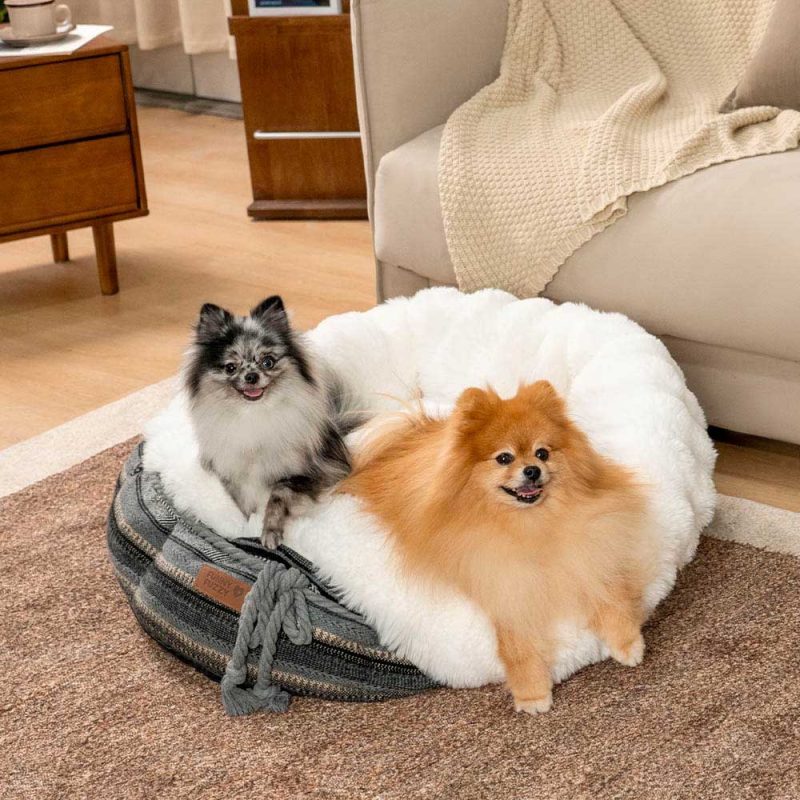 ClassicJacquardPlushDonutDogBed SnuggleDen 5 5ffdccd2 0303 4e01 90b2 1fbfe715209c