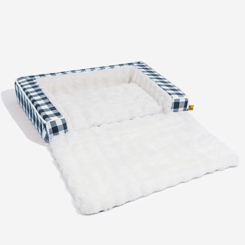 ClassicPlaidErgonomicCalmingDogBed Expandable Washable 1