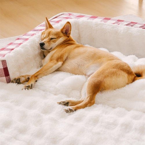 ClassicPlaidErgonomicCalmingDogBed Expandable Washable 15