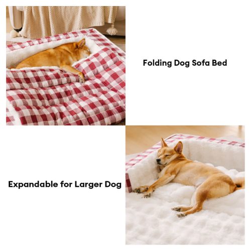 ClassicPlaidErgonomicCalmingDogBed Expandable Washable 17