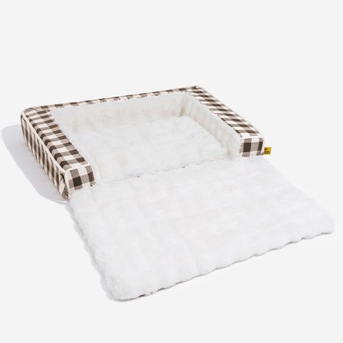 ClassicPlaidErgonomicCalmingDogBed Expandable Washable 2