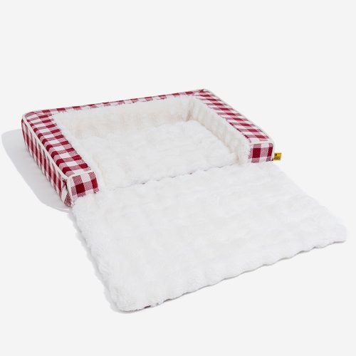 ClassicPlaidErgonomicCalmingDogBed Expandable Washable 3