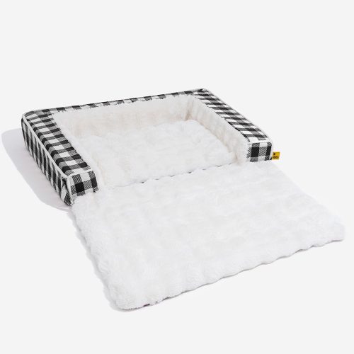 ClassicPlaidErgonomicCalmingDogBed Expandable Washable 4