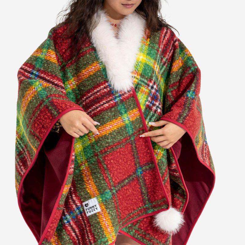 ClassicPlaidWarmthHuman DogPoncho FestiveCompanions 1