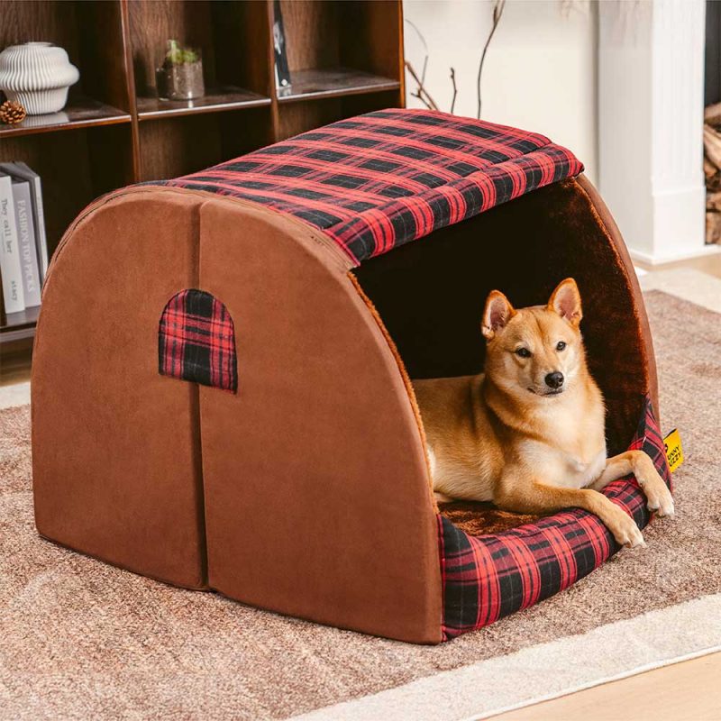 ClassicalPlaidHouseOrthopedicDogBed WarmRetreat 16