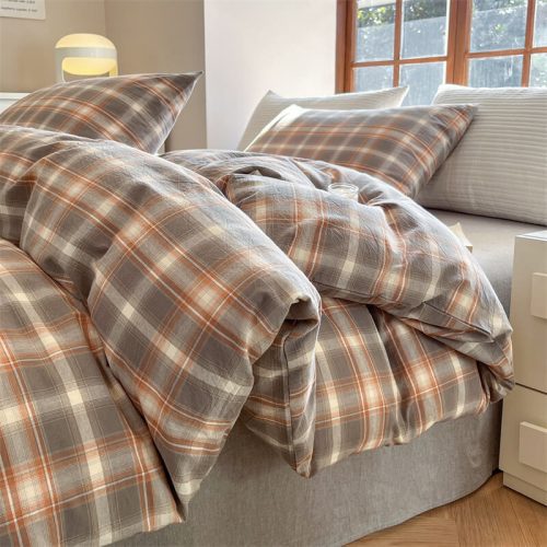 CozyClassicPlaidDreamsAll SeasonComfortSoftBedSheetSet 4