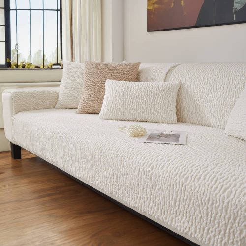 CreamColourBerberFleeceAnti ScratchCouchCover White TwoSeatSet