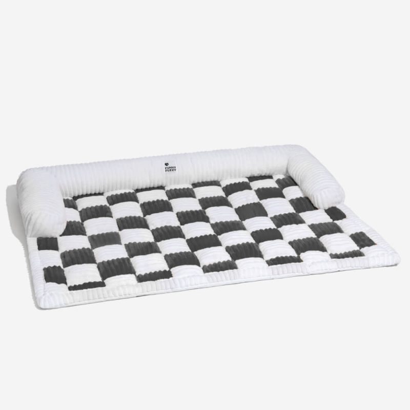 CreamSquarePlaidCozyDogMatFurnitureProtectorCover 1