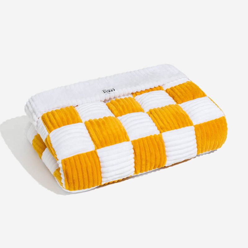 CreamSquarePlaidCozyDogMatSofaProtectorCouchCover 6