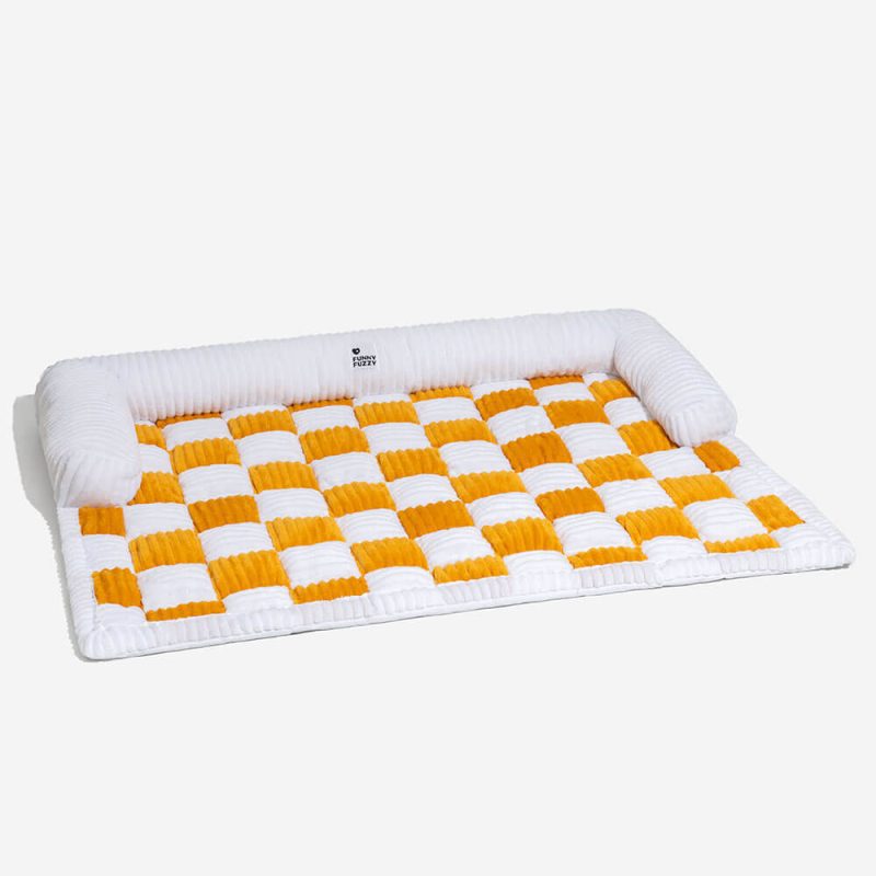 CreamSquarePlaidCozyDogMatSofaProtectorCouchCover 7