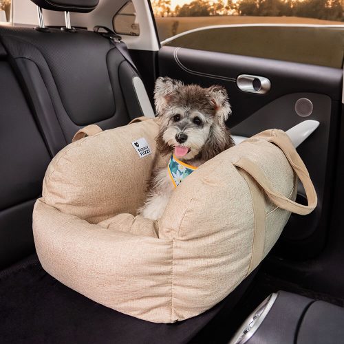 DogCarSeatBed FirstClass Khaki TwoSeat