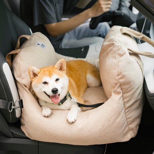 DogCarSeatBed FirstClass Khaki SingleSeat