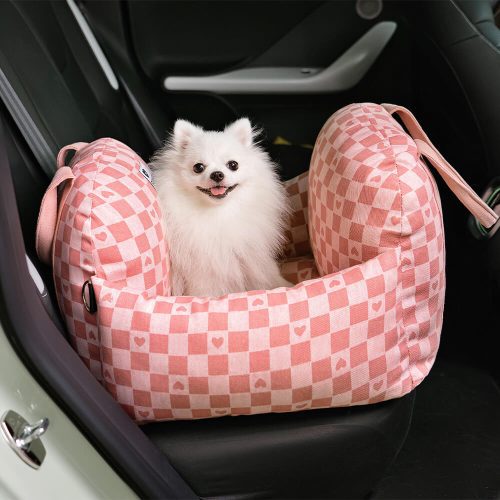 DogCarSeatBed FirstClass PinkHeart SingleSeat