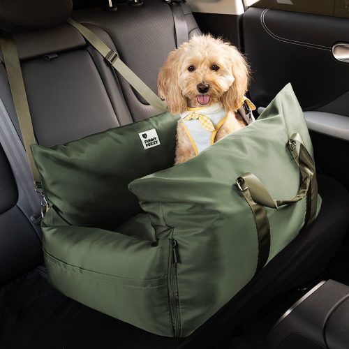 DogCarSeatBed FirstClass WaterproofOliveGreen TwoSeat