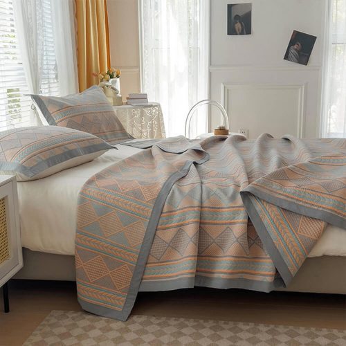 Eco FriendlyCottonStylishGeometricBedspreadSet 8