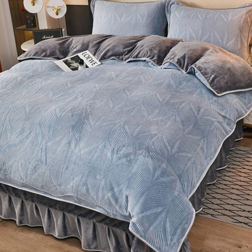 ElegantBotanicalPatternMilkVelvetBedSheetSet 18