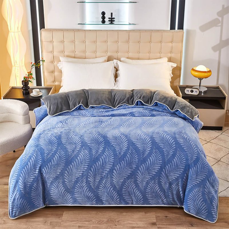 ElegantBotanicalPatternMilkVelvetBedSheetSet 4