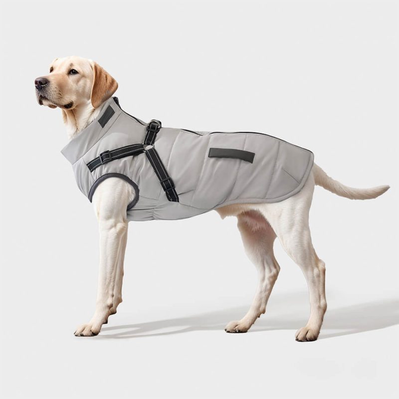 FUNNYFUZZYAdjustableWaterproofWarmOutdoorDogHarnessJacket 11