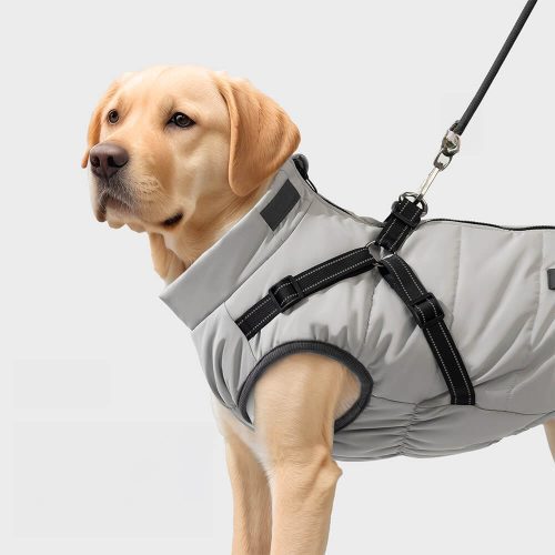 FUNNYFUZZYAdjustableWaterproofWarmOutdoorDogHarnessJacket 2