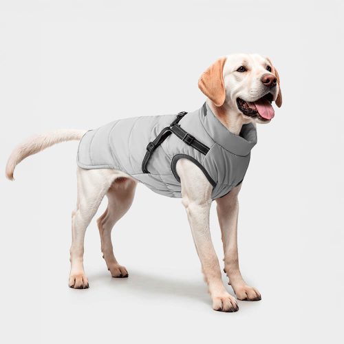 FUNNYFUZZYAdjustableWaterproofWarmOutdoorDogHarnessJacket 4