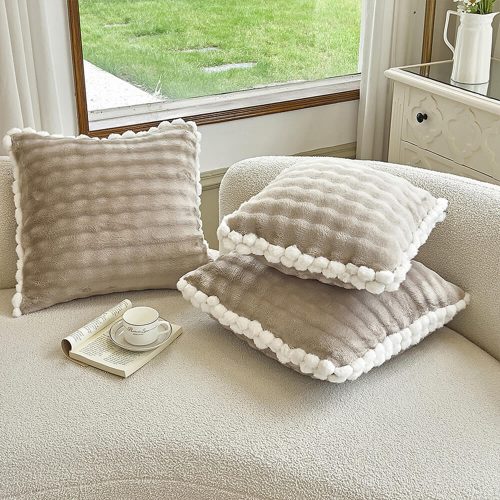 FUNNYFUZZYBubbleFauxRabbitFurFoldableCushionPillow2 in 1NapThrowBlanket 4