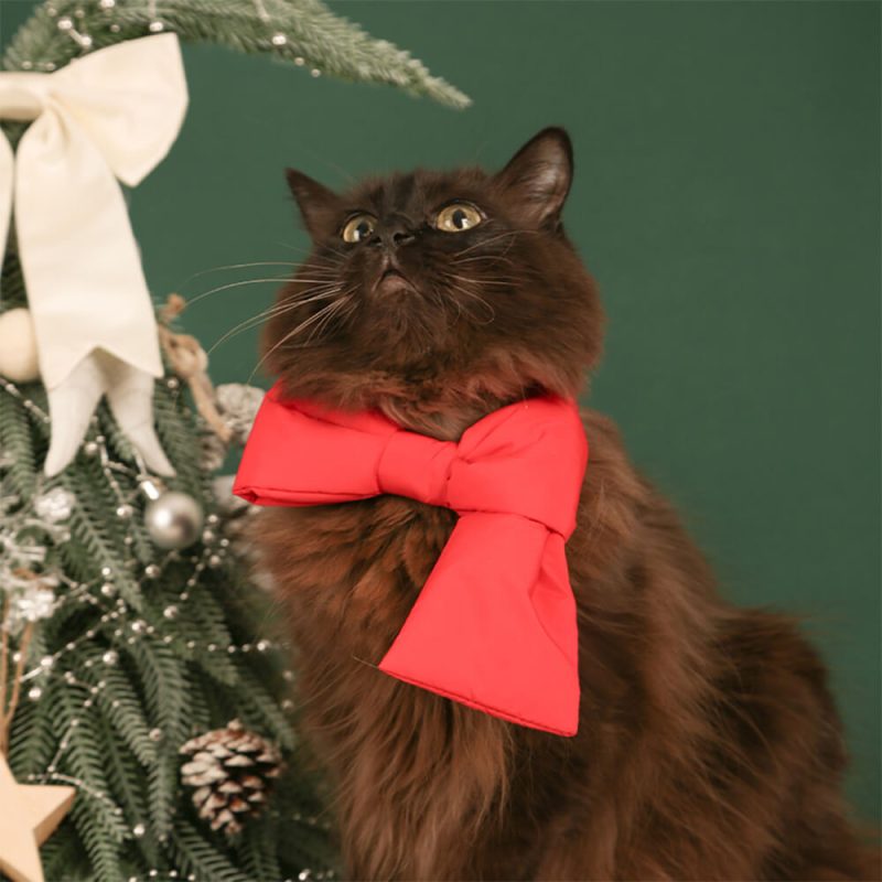 FUNNYFUZZYChristmasBowKnotAdjustableFitDog CatScarf 10