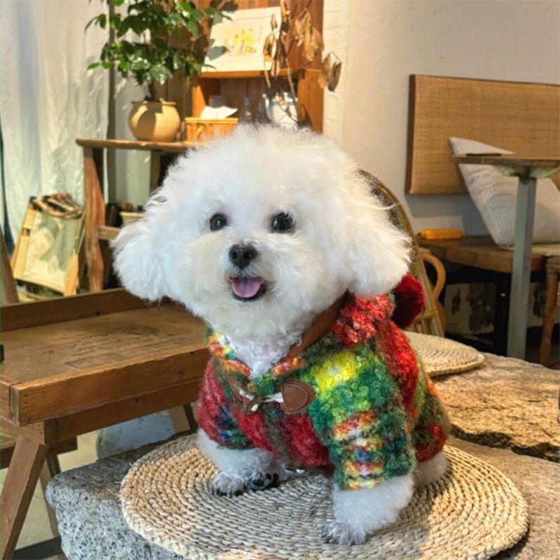 FUNNYFUZZYChristmasPlaidWoolenWarmPomPomHoodedDogCoat 9 fd57cfe7 d779 4c87 ac7c 115c061059ae