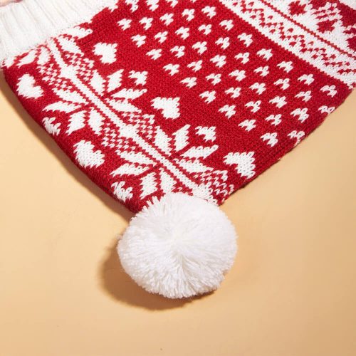 FUNNYFUZZYChristmasReindeerSnowflakeKnittedWarmDogCatHat 4