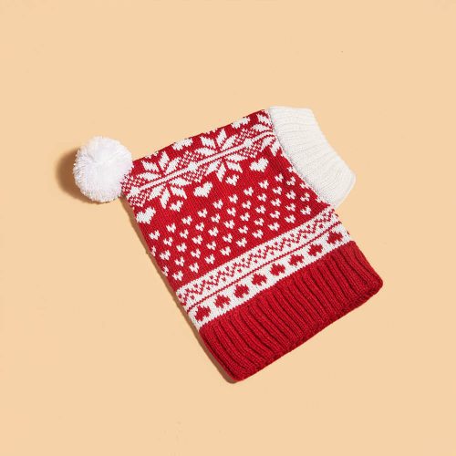 FUNNYFUZZYChristmasReindeerSnowflakeKnittedWarmDogCatHat 5