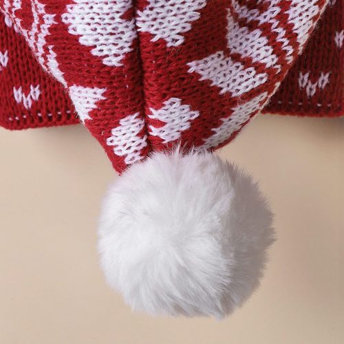 FUNNYFUZZYChristmasReindeerSnowflakeKnittedWarmDogCatHat 7