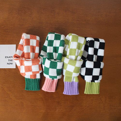 FUNNYFUZZYClassicCheckeredKnitCozy StretchableWarmDog CatScarf 4