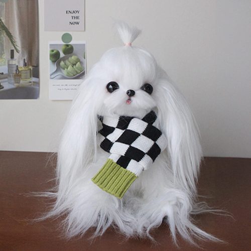 FUNNYFUZZYClassicCheckeredKnitCozy StretchableWarmDog CatScarf 8