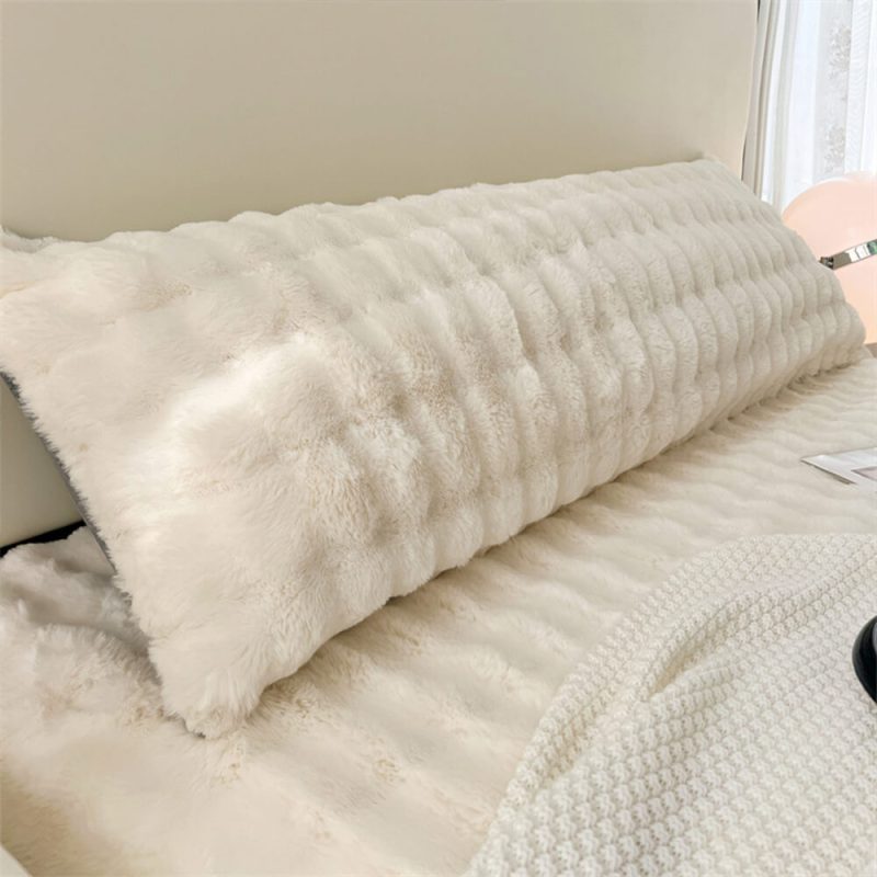 FUNNYFUZZYComfortableBubbleFauxRabbitFurExtendedRestHeadboardPillow 4