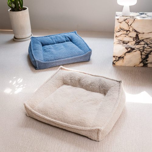 FUNNYFUZZYCurvedSupportOrthopedicTeddyFabricWaterproofDog CatBed 14 1