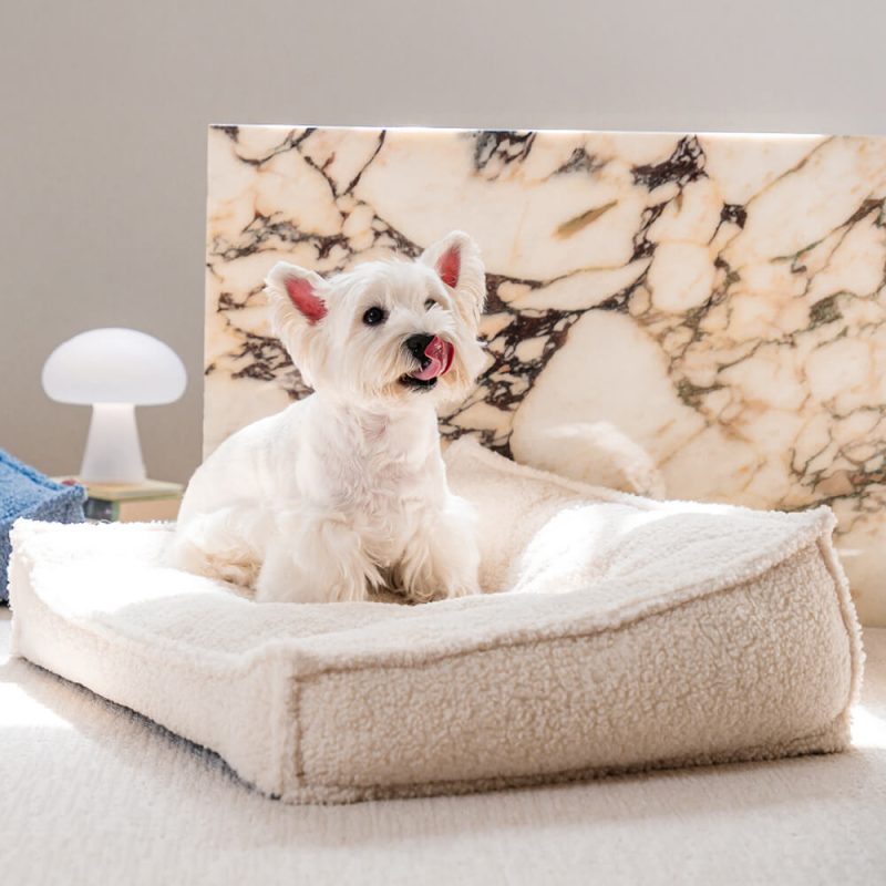 FUNNYFUZZYCurvedSupportOrthopedicTeddyFabricWaterproofDog CatBed 17