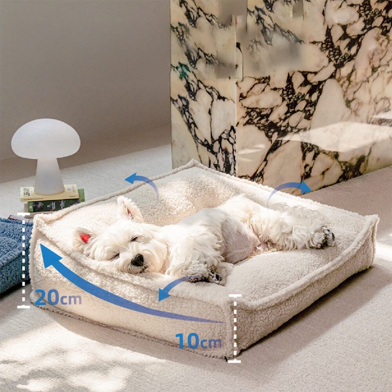 FUNNYFUZZYCurvedSupportOrthopedicTeddyFabricWaterproofDog CatBed 9