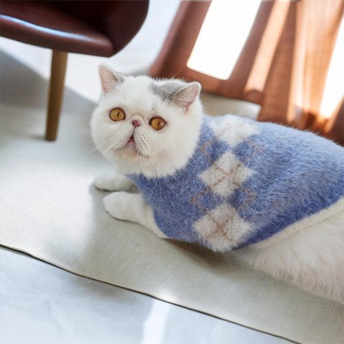 FUNNYFUZZYElegantArgyleKnitStretchWarmDog CatSweater 8