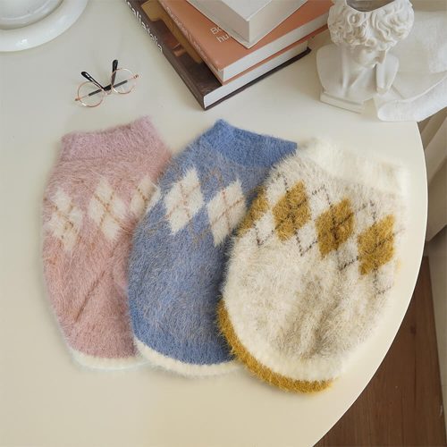 FUNNYFUZZYElegantArgyleKnitStretchWarmDog CatSweater 9